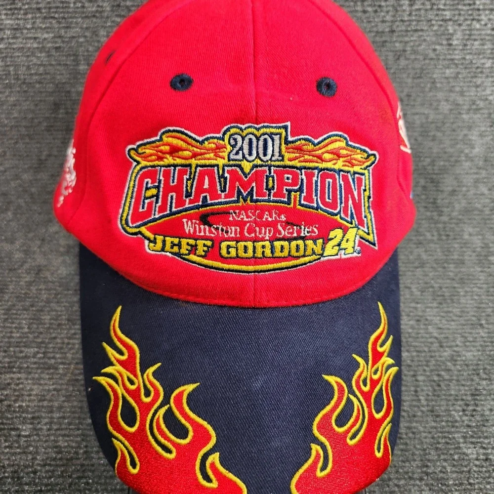 Vintage Nascar Hat Adult Strapback Flame Bill Winston‎ Cup Jeff Gordon Y2K